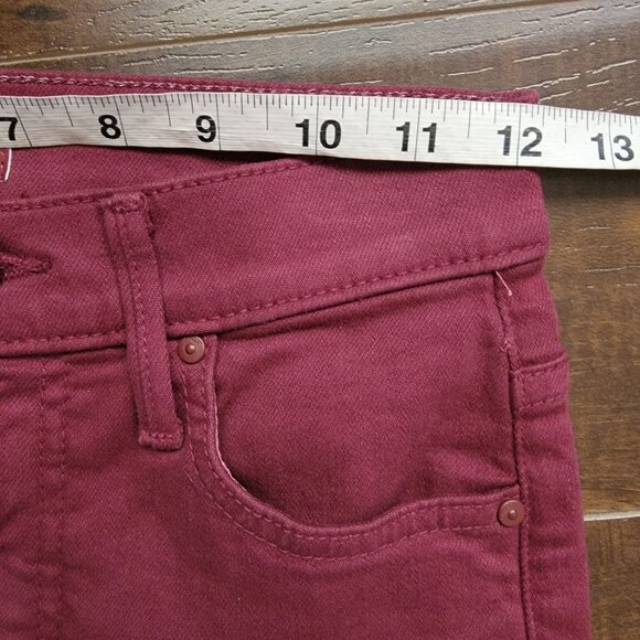 NEW Mother The Rascal Sliced Up Heel Jeans Womens 24 Maroon Chic Designer Casual - Picture 7 of 9